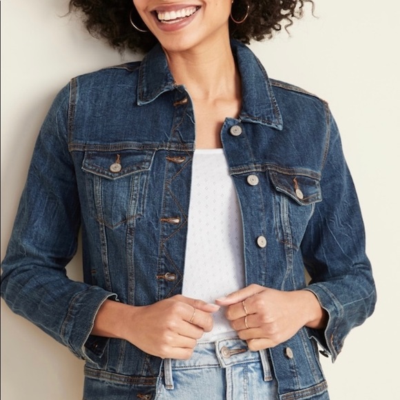 Old Navy Dark Blue Denim Jean Jacket - Picture 1 of 8